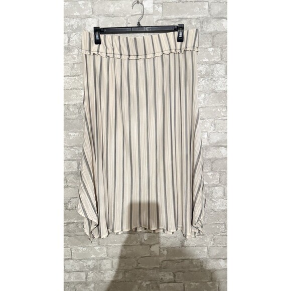 Ava James Midi Skirt Flared Elastic Waist  Black Stripes On White Size 2x - Picture 1 of 5